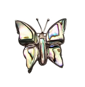 Alpaca Mexico Abalone Butterfly Brooch 5.9 G