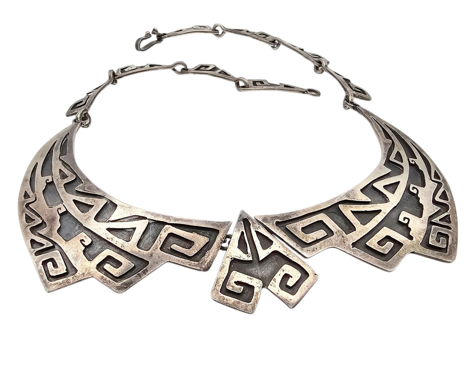 Nickel Silver Aztec Style Necklace 46.1 G (1 of 4)