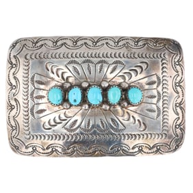 Vintage Navajo Sterling Turquoise Brooch