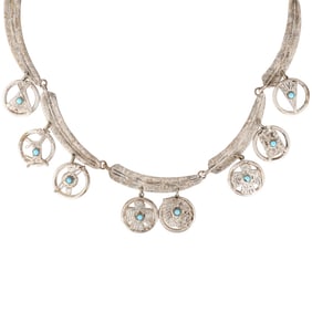 Fred Harvey Era Sterling Turquoise Fetish Necklace