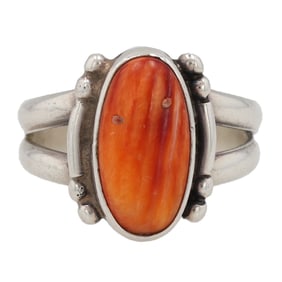 F. Martinez Navajo Sterling Spiny Oyster Ring Sz. 6.75