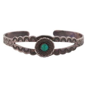 Vintage Navajo Sterling Turquoise Cuff Bracelet