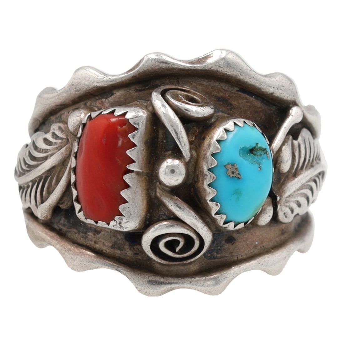 Signed LH Navajo Sterling Multi Stone Ring Sz. 11.5 (1 of 6)