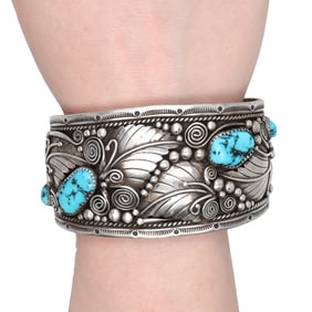 Abel Toledo Navajo Sterling Turquoise Cuff Bracelet