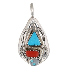 Effie Calavaza Sterling Multi Stone Snake Pendant