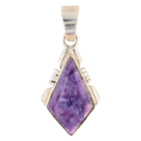 Calvin Peterson Navajo Sterling Charoite Pendant