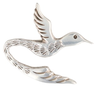 Signed AM Navajo Sterling Bird Brooch