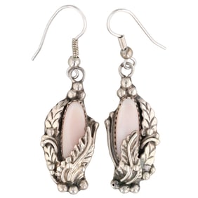 Jerry Johnson Navajo Sterling Mother Of Pearl Earrings
