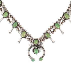 M. Tsosie Navajo Sterling Turquoise Squash Blossom