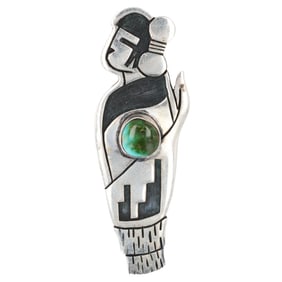 Pictomark Signed Sterling Turquoise Overlay Fetish Pendant