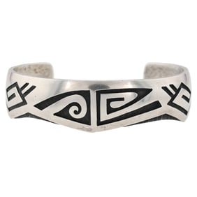 Eldon James Hopi Sterling Overlay Cuff Bracelet