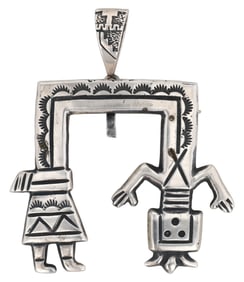 Albert & Jeanette Brown Navajo Sterling Rainbow Man Brooch Pendant