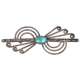 Vintage Southwestern Sterling Turquoise Brooch
