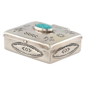 Bell Trading Post Sterling Turquoise Pill Box