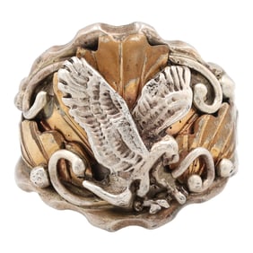 Signed S Navajo Sterling 12K Gold Fill Ring Sz. 9.25