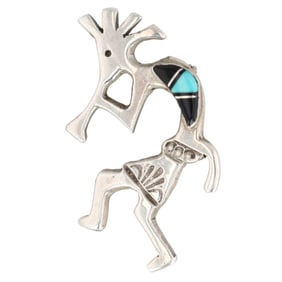 Melissa Yazzie Navajo Sterling Inlay Kokopelli Brooch Pendant