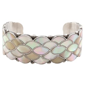Dwight & Marjorie Chavez Zuni Sterling Mother Of Pearl Cuff Bracelet