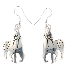 Signed Navajo Sterling Horse Earrings