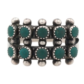 Vintage Zuni Sterling Green Turquoise Ring Sz. 7.25