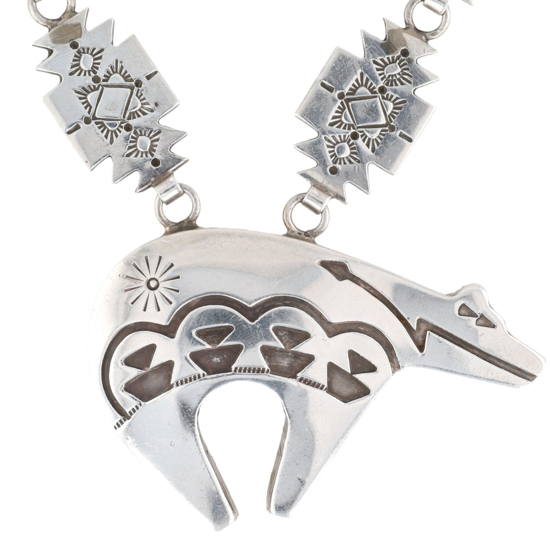 Vintage Navajo Sterling Heartline Bear Necklace (1 of 6)