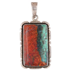 Signed JK Navajo Sterling Mixed Stone Pendant