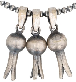 Sterling Squash Blossom Navajo Pearl Necklace