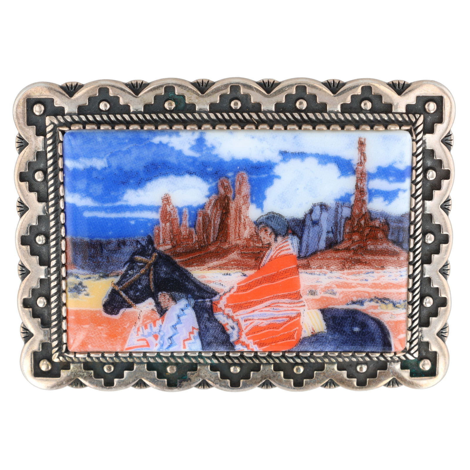 Amado M Pena Jr. Sterling Enamel Paseo El Valle Brooch Pendant (1 of 5)