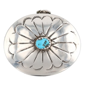 Vintage Navajo Sterling Turquoise Pill Box