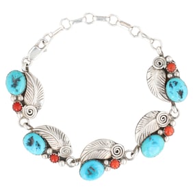 Vintage Navajo Sterling Multi Stone Bracelet
