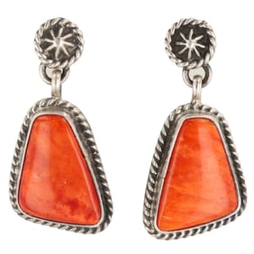 Barbge GM Navajo Sterling Spiny Oyster Earrings