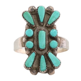 Vintage Zuni Sterling Turquoise Ring Sz. 7.75