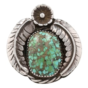 Vintage Navajo Sterling Turquoise Blossom Ring Sz. 5