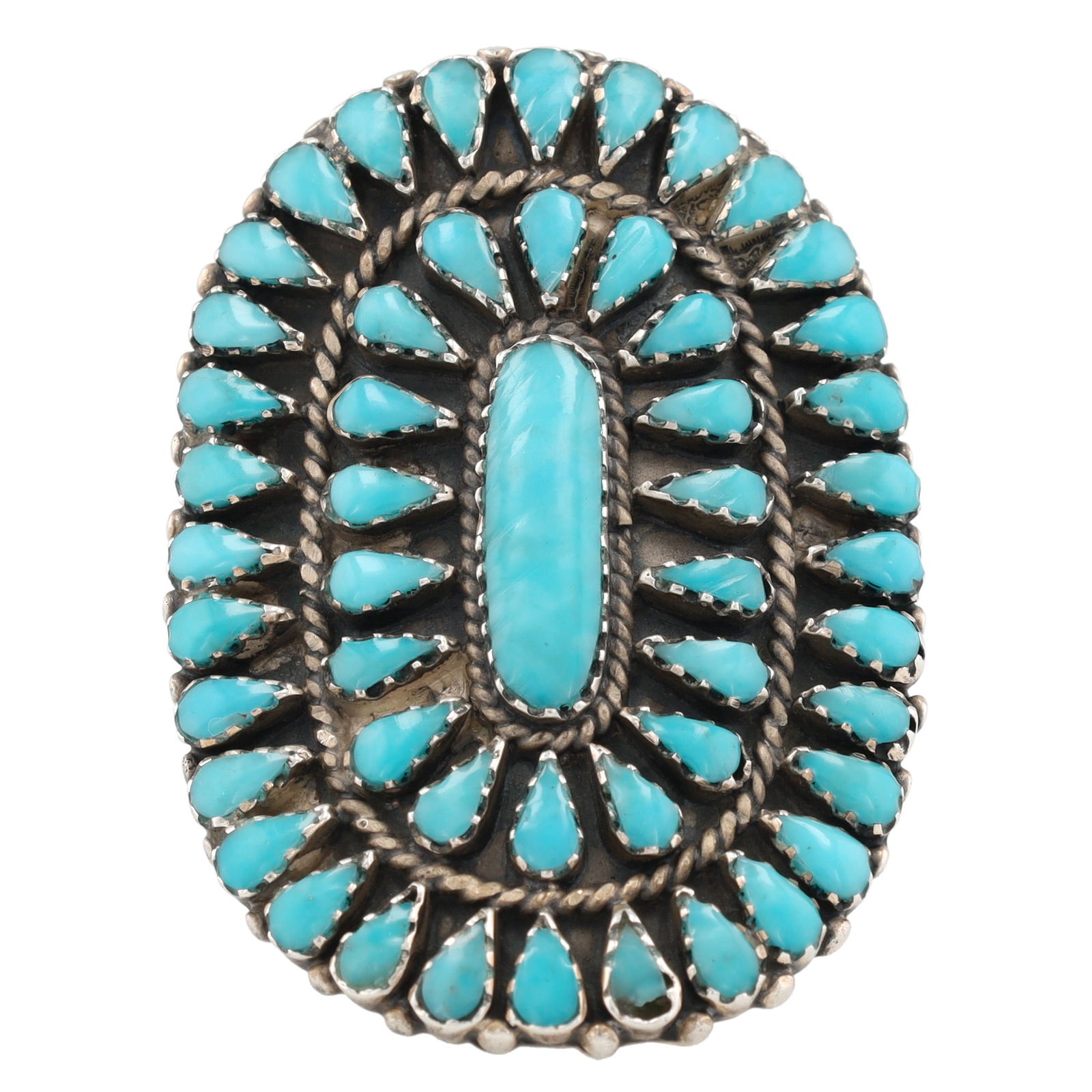 Vintage Navajo Sterling Petit Point Turquoise Adjustable Ring (1 of 6)