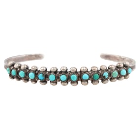Vintage Navajo Sterling Snake Eye Turquoise Cuff Bracelet