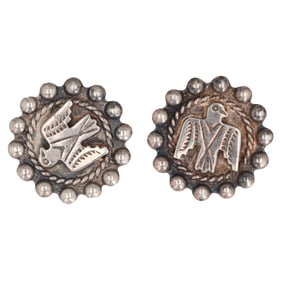 Fred Harvey Era Sterling Screw Back Earrings