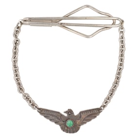 Fred Harvey Era Sterling Turquoise Tie Clip