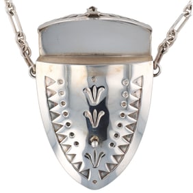 Rare Leslie Tracey Sterling Saddle Bag Necklace