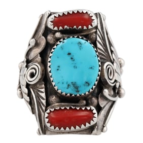 Michael Calladitto Navajo Sterling Multi Stone Ring Sz. 11.25