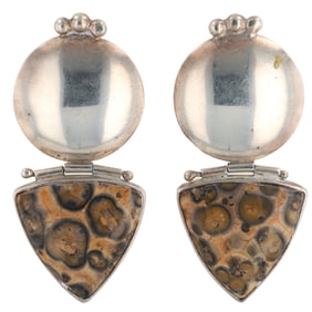 Great Falls Metal Works Sterling Leopard Jasper Earrings