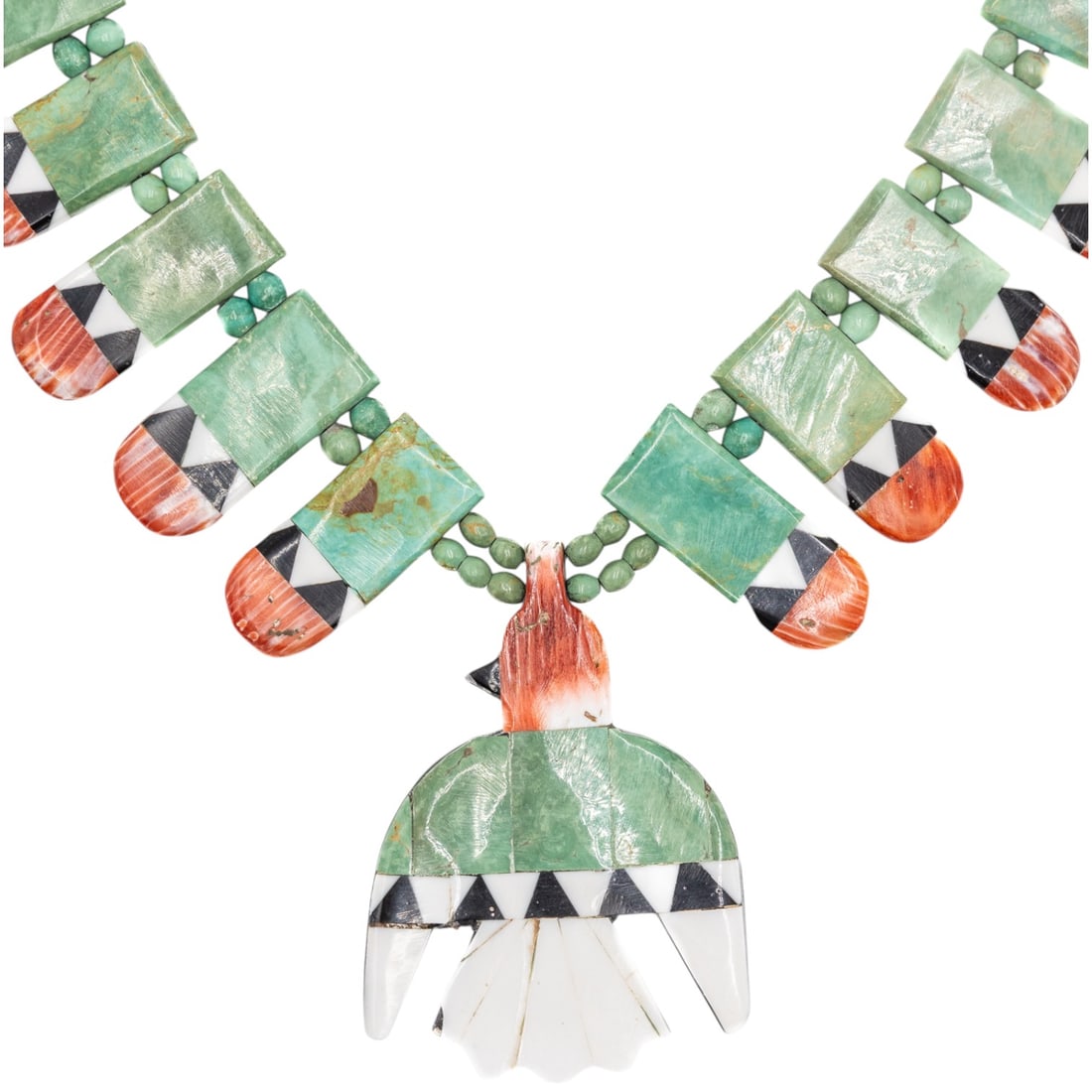 MUST SEE Santo Domingo Sterling Multi Stone Inlay Bird Necklace (1 of 6)