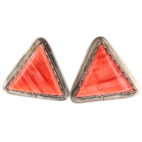P. Begay Navajo Sterling Spiny Oyster Earrings