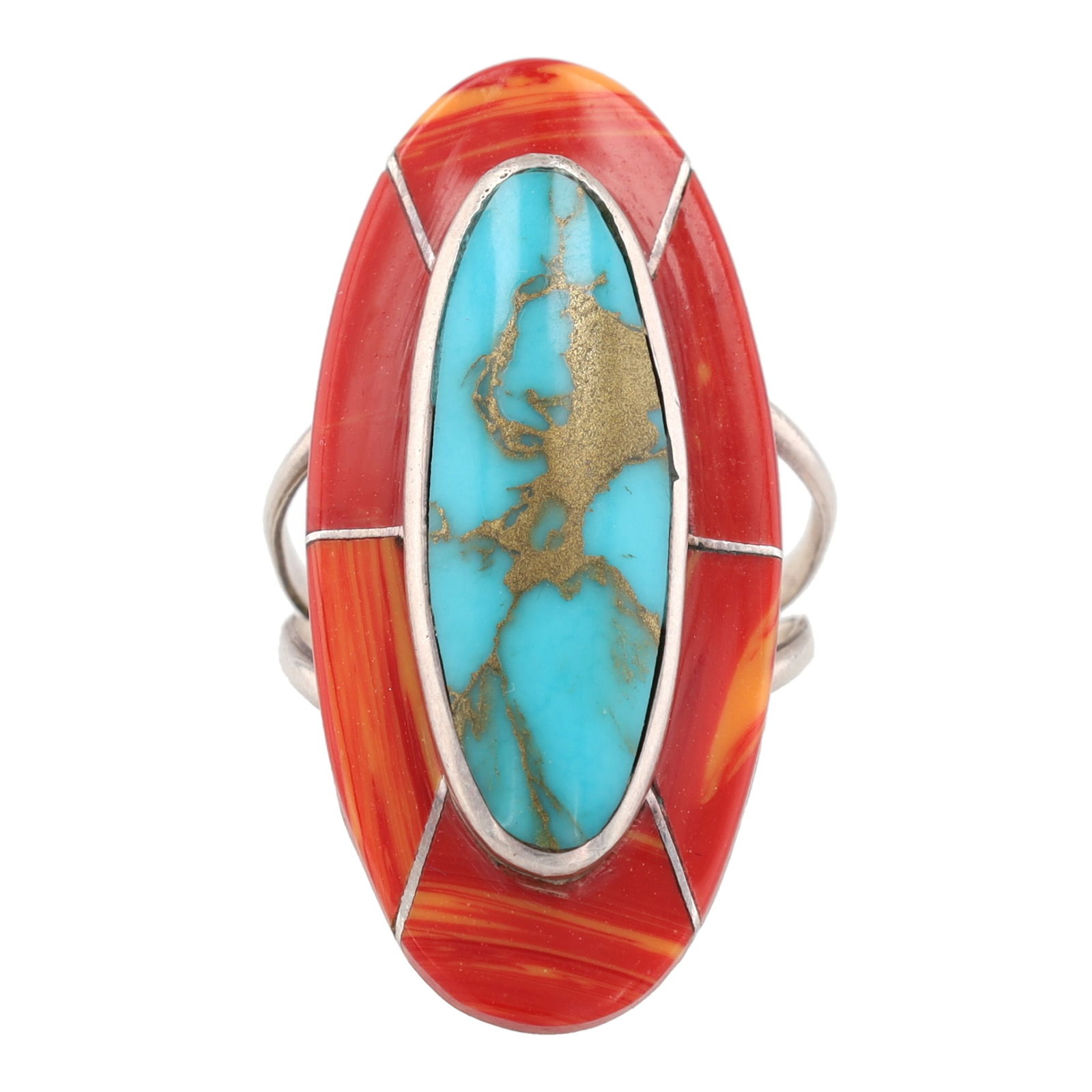 Julius Manuelito Navajo Sterling Multi Stone Inlay Ring Sz. 8 (1 of 6)