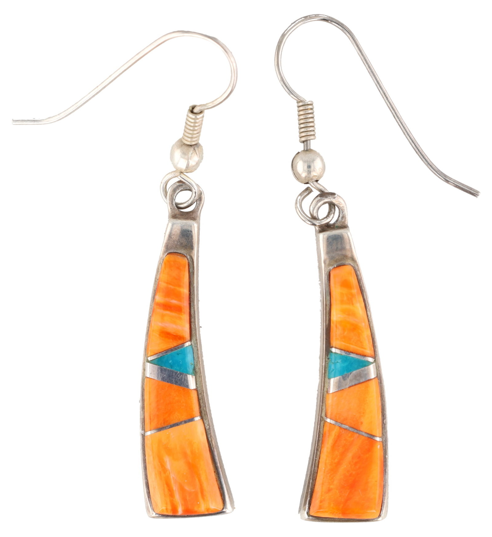 Billy Long Navajo Sterling Multi Stone Inlay Earrings: Billy Long Navajo Sterling Multi Stone Inlay Earrings 7.5g-Spiny Oyster, Turquoise