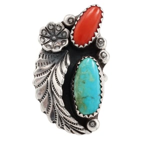 Vintage Navajo Sterling Multi Stone Ring Sz. 7