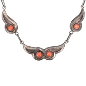 Vintage Navajo Sandcast Silver Coral Choker