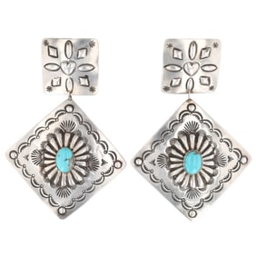 Arnold Blackgoat Navajo Sterling Turquoise Earrings
