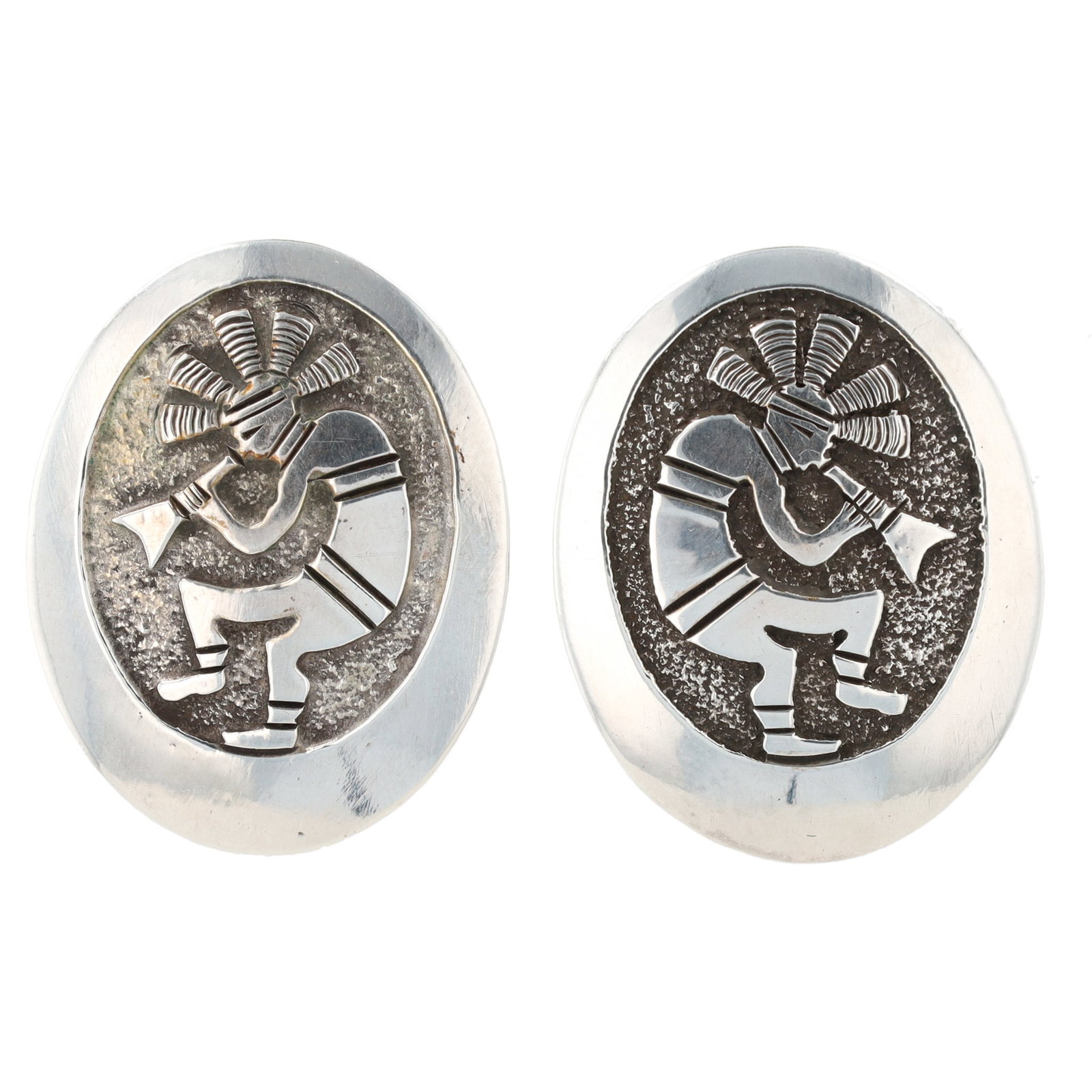 Benny Benally Navajo Sterling Kachina Earrings: Benny Benally Navajo Sterling Kachina Earrings 10g