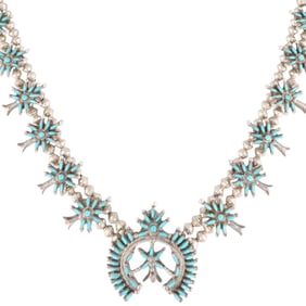 Eleanor Weeka Zuni Sterling Turquoise Squash Blossom