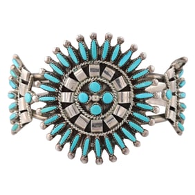 Beverly Etsate Zuni Sterling Turquoise Cuff Bracelet