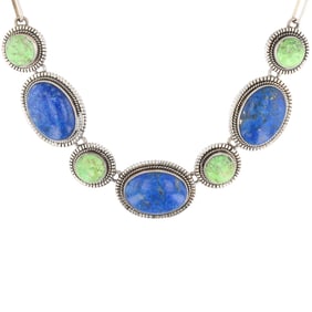 Esther Wood Navajo Sterling Multi Stone Necklace